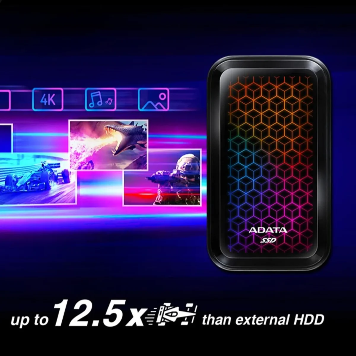 ADATA SE770G RGB External Solid-State Drive 1TB SSD 5