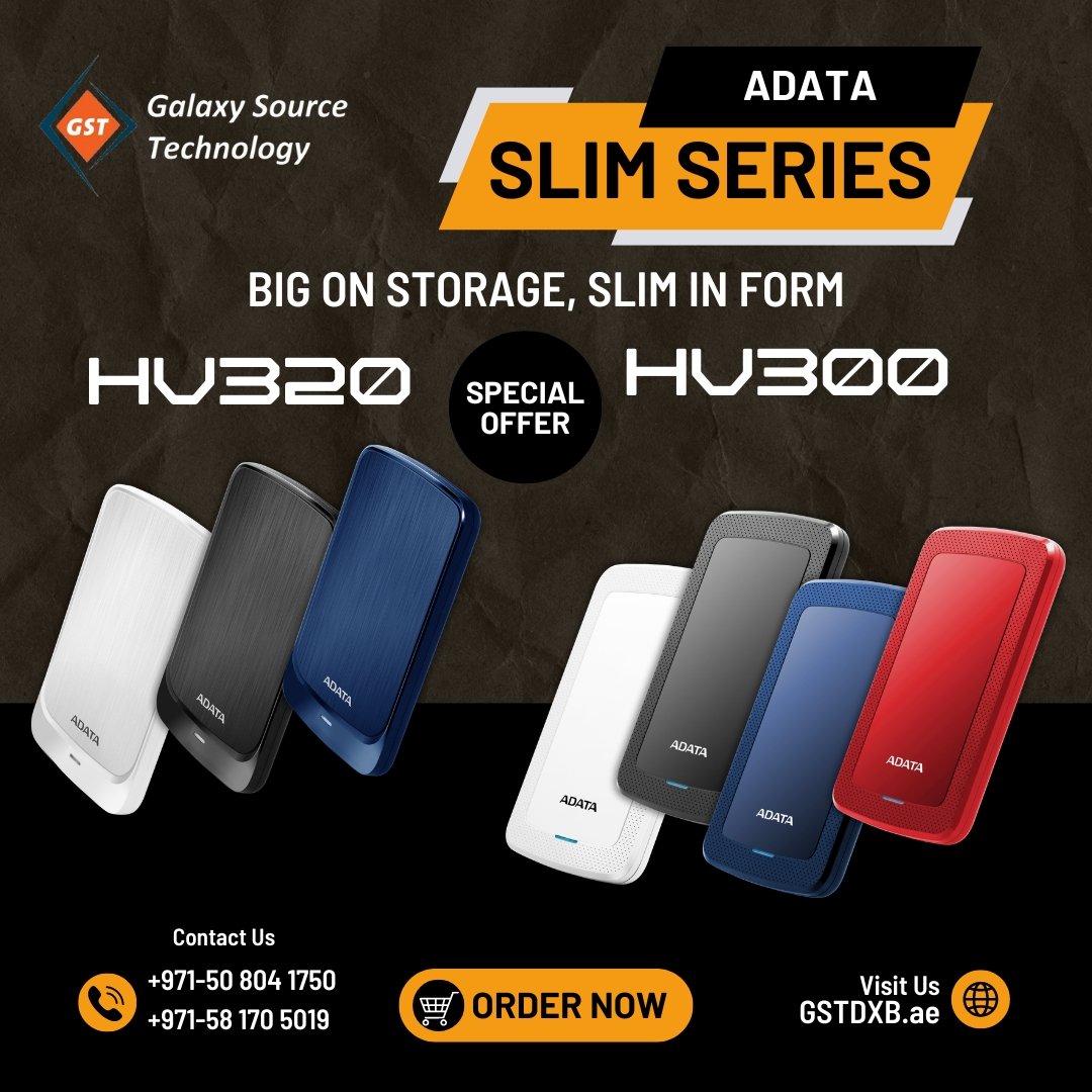 ADATA SLIM Series External Hard Drives All Models Available In Store Now. 🔹Sleek, lightweight, and portable – perfect for on-the-go storage. 🔹USB 3.1 interface ensures lightning-fast data transfer speeds. 🔹Available in up to 4TB, store everything you need in one place. 🔹Available in a range of colors to match your style. Get yours today and never worry about running out of space again! 🛒✨