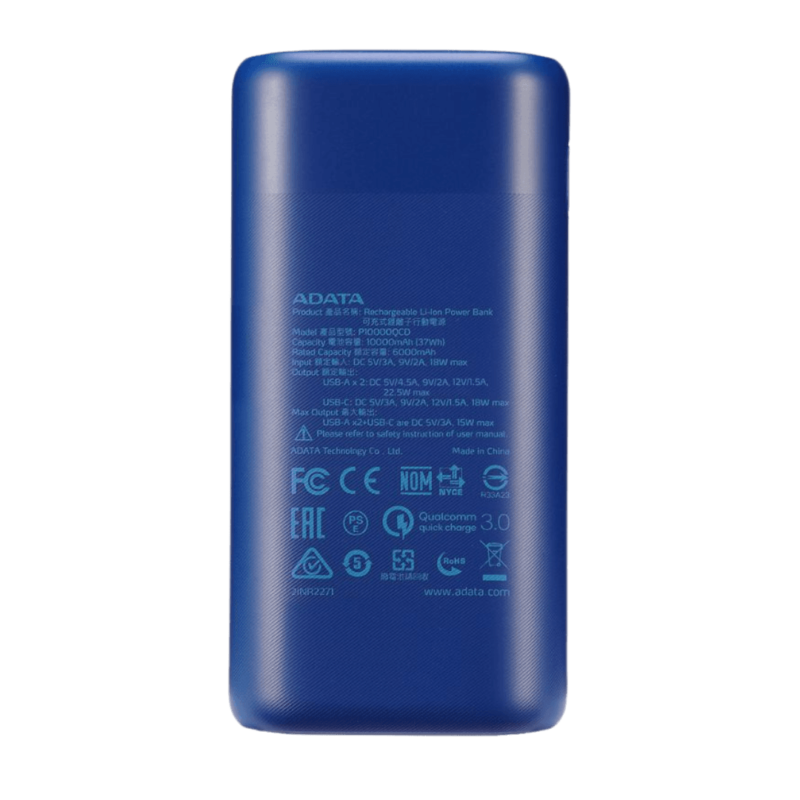 ADATA P10000QCD Power Bank 10,000 mAh | Fast Charging Qualcomm QC 3.0 - Image 3
