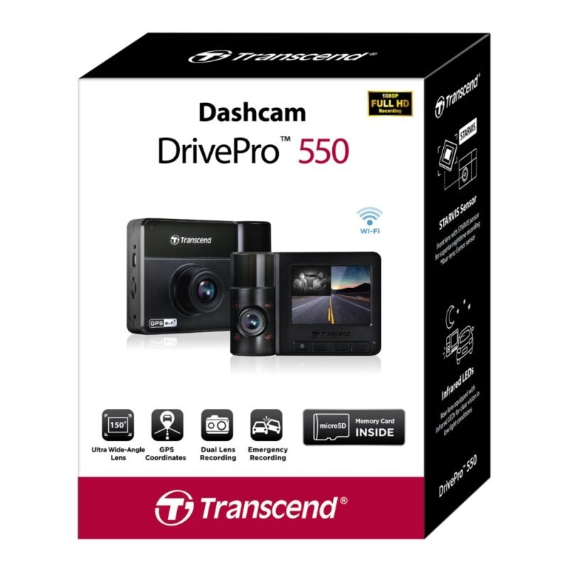 Transcend DrivePro 550 Dual Lens Dash Camera Dashcam - Image 4