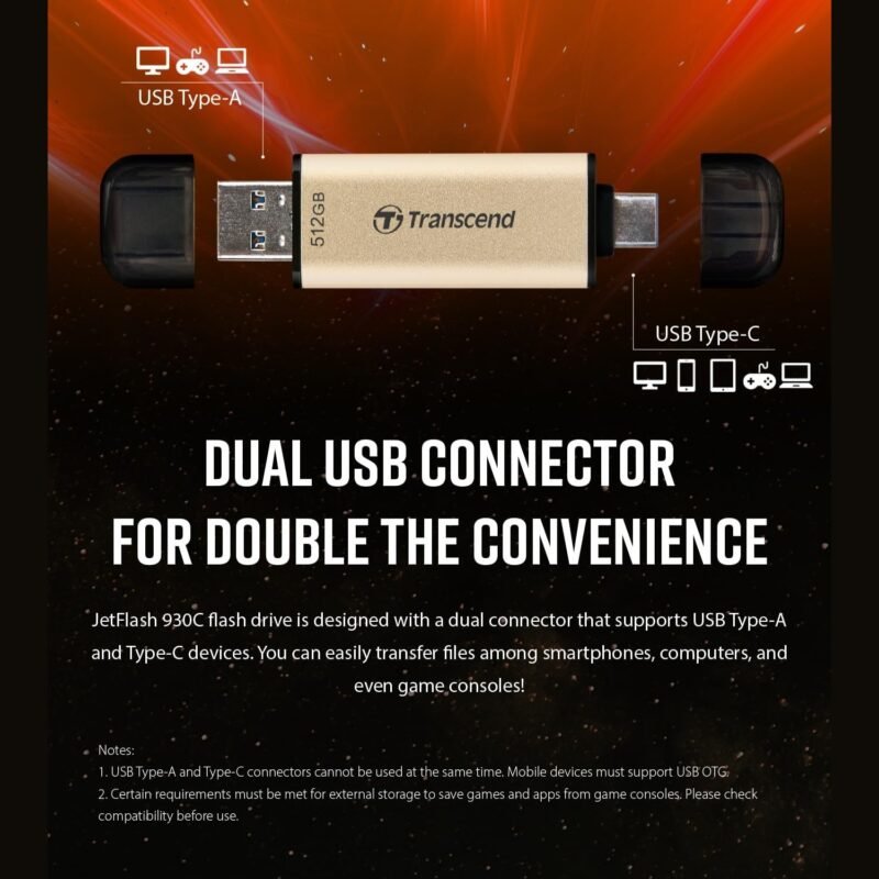 JetFlash 930C 256GB USB Flash Drive, USB A 3.2 Gen 1 - Image 5