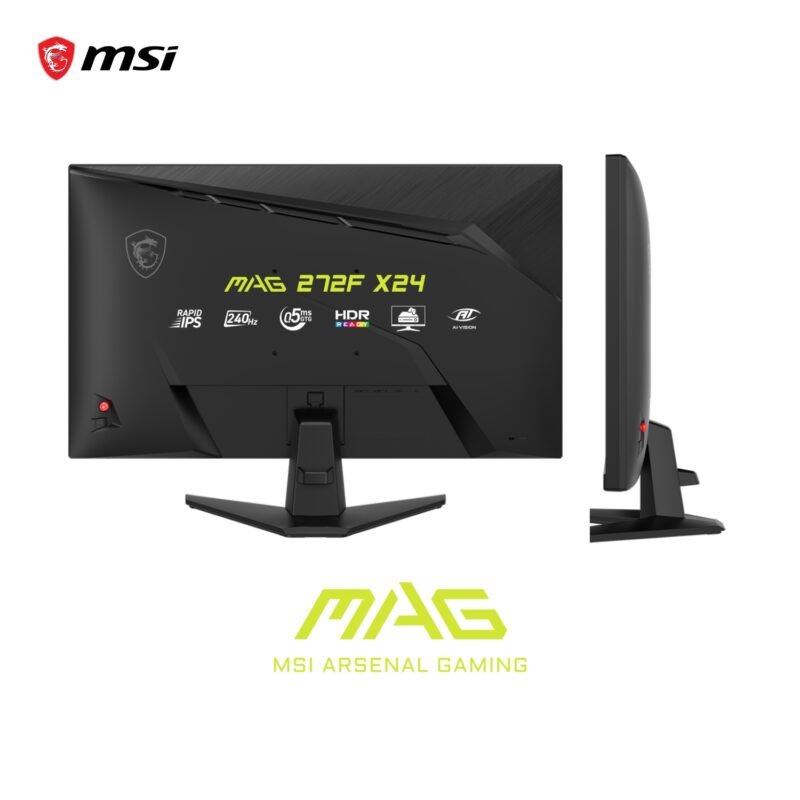 MSI MAG 272F X24 27-Inch Gaming Monitor, 1920x1080, FHD Rapid IPS, 240Hz, 0.5ms, HDR ready, AMD FreeSync Premium, Eye care, AI vision, HDMI 2.0b, DP 1.2a, Frame-less, Vesa Mount, Black - Image 4