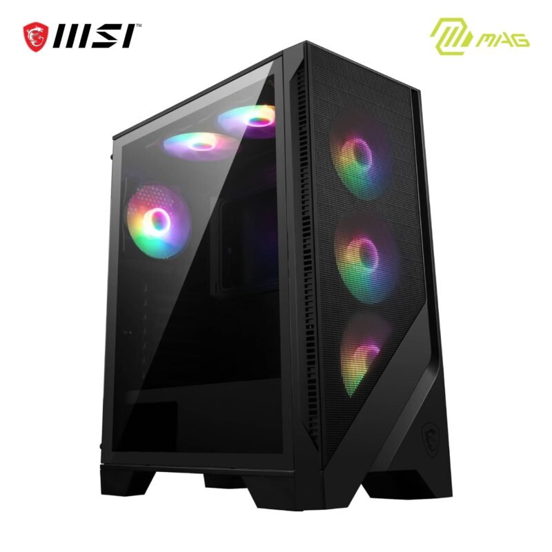 MSI MAG Forge 120A Airflow ATX Mid Tower Computer Case Black | 6x Pre-Installed Case Fans, Up to 240mm Radiator Support