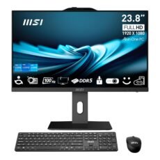 MSI PRO AP242P 14M All-in-One Desktop PC, 23.8 Inch FHD IPS 100 Hz, Intel Core i7-14700, 8GB DDR5 RAM, 512GB SSD, WiFi 6E, Webcam, DOS, Black
